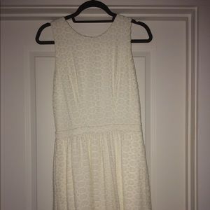 cream lace knee length dress